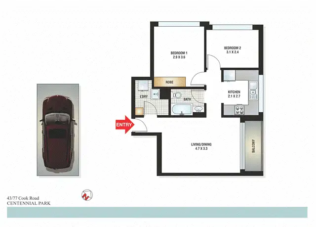 Floorplan of Homely apartment listing, 43/77 Cook Road, Centennial Park NSW 2021