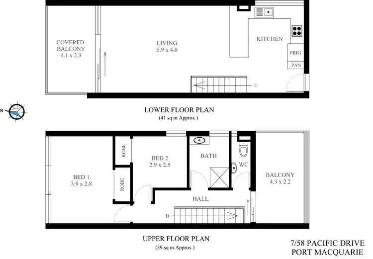 Floorplan of Homely unit listing, 7/58 Pacific Drive, Port Macquarie NSW 2444