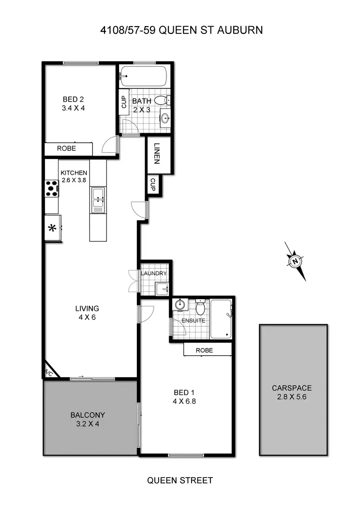 Floorplan of Homely unit listing, 4108/57-59 Queen Street, Auburn NSW 2144