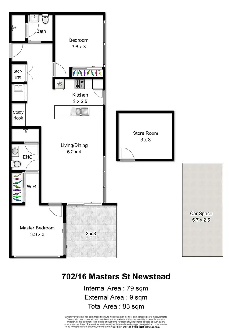 Floorplan of Homely apartment listing, 702/16 Masters Street, Newstead QLD 4006