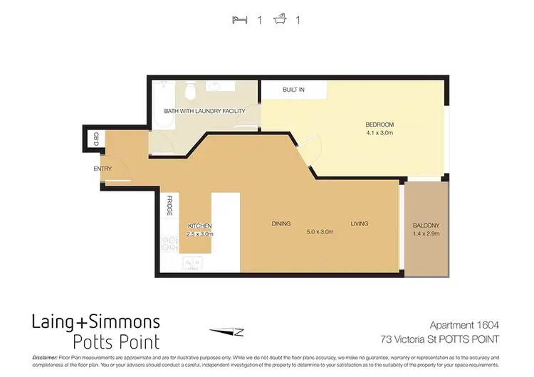 Floorplan of Homely apartment listing, 1604/73 Victoria Street, Potts Point NSW 2011