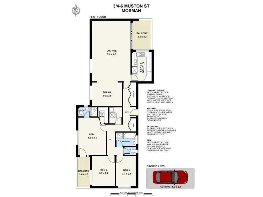 Floorplan of Homely apartment listing, 3/4-6 Muston Street, Mosman NSW 2088