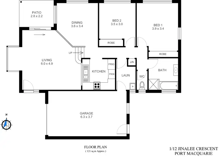 Floorplan of Homely villa listing, 1/12 Jinalee Crescent, Port Macquarie NSW 2444