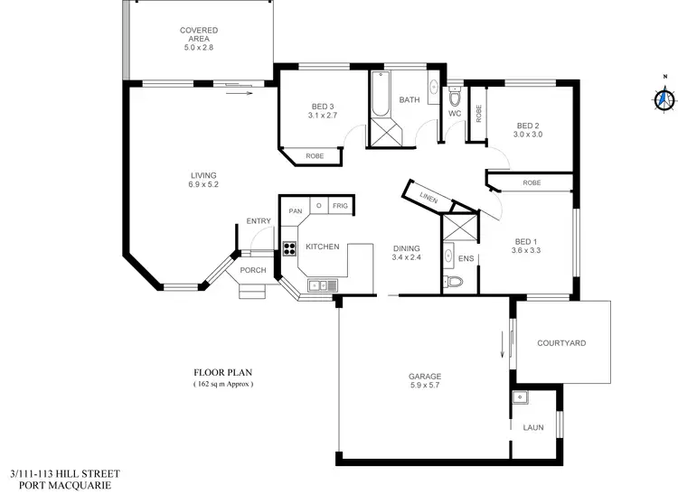 Floorplan of Homely villa listing, 3/113 Hill Street, Port Macquarie NSW 2444