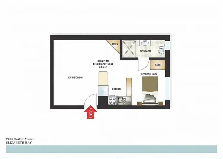 Floorplan of Homely studio listing, 19/18 Onslow Avenue, Elizabeth Bay NSW 2011