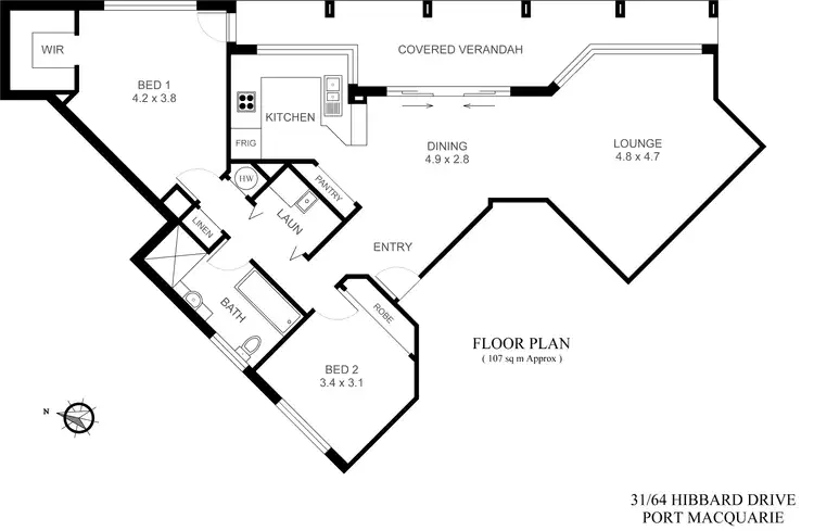 Floorplan of Homely unit listing, 31/64 Hibbard Drive, Port Macquarie NSW 2444