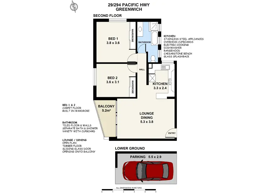 Floorplan of Homely unit listing, 29/294-296 Pacific Highway, Greenwich NSW 2065