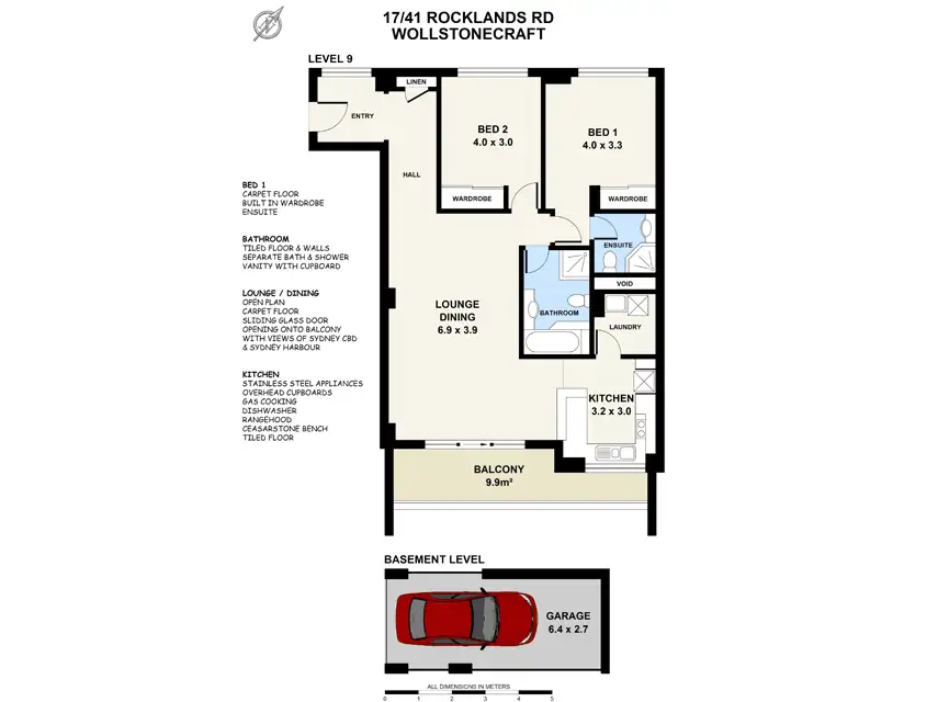 Floorplan of Homely unit listing, 17/41 Rocklands Road, Wollstonecraft NSW 2065