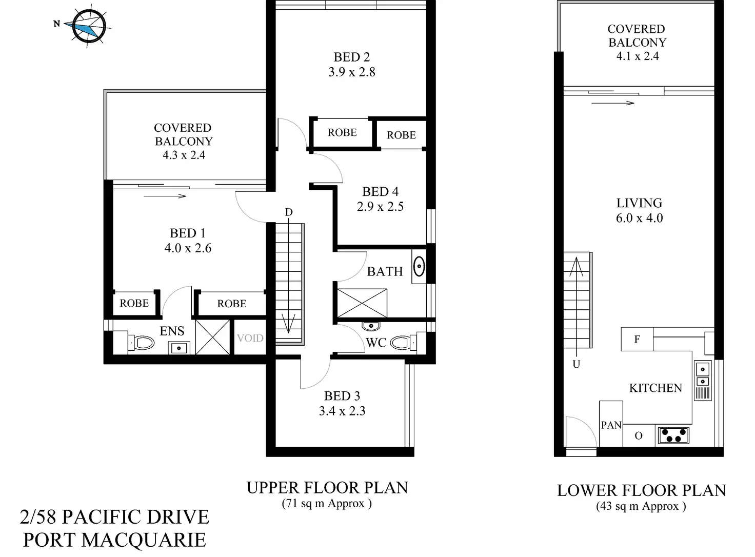 Floorplan of Homely unit listing, 2/58 Pacific Drive, Port Macquarie NSW 2444