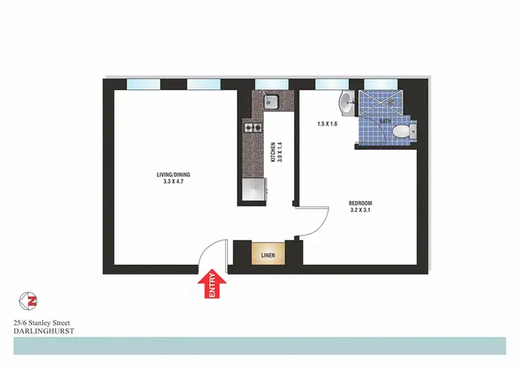 Floorplan of Homely apartment listing, 25/6 Stanley Streey, Darlinghurst NSW 2010
