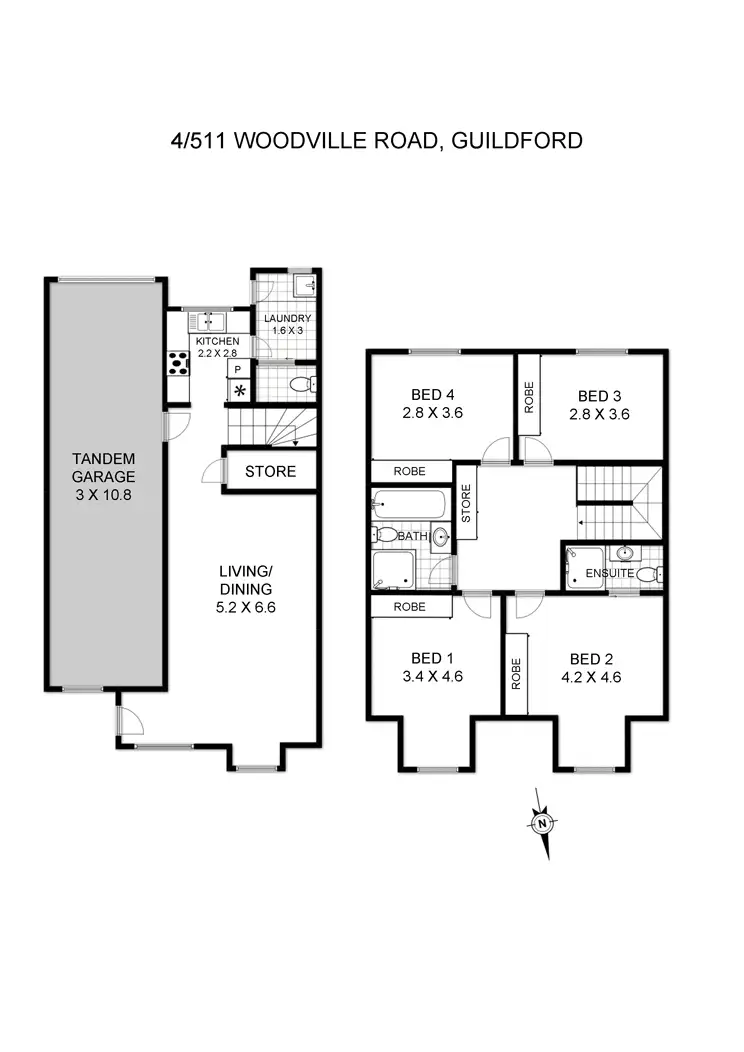 Floorplan of Homely townhouse listing, 4/511 Woodville Road (enter through Lough Avenue & Lough Lane), Guildford NSW 2161