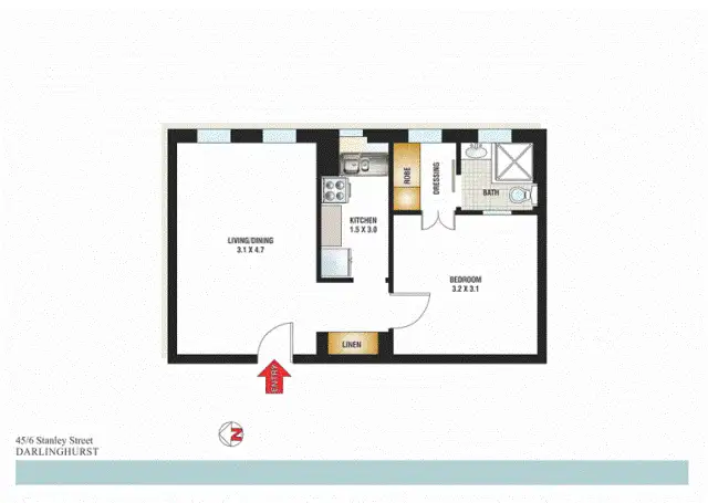 Floorplan of Homely apartment listing, 45/6 Stanley Street, Darlinghurst NSW 2010
