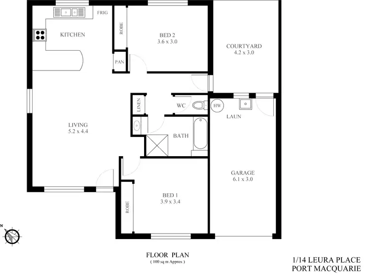 Floorplan of Homely villa listing, 1/14 Leura Place, Port Macquarie NSW 2444