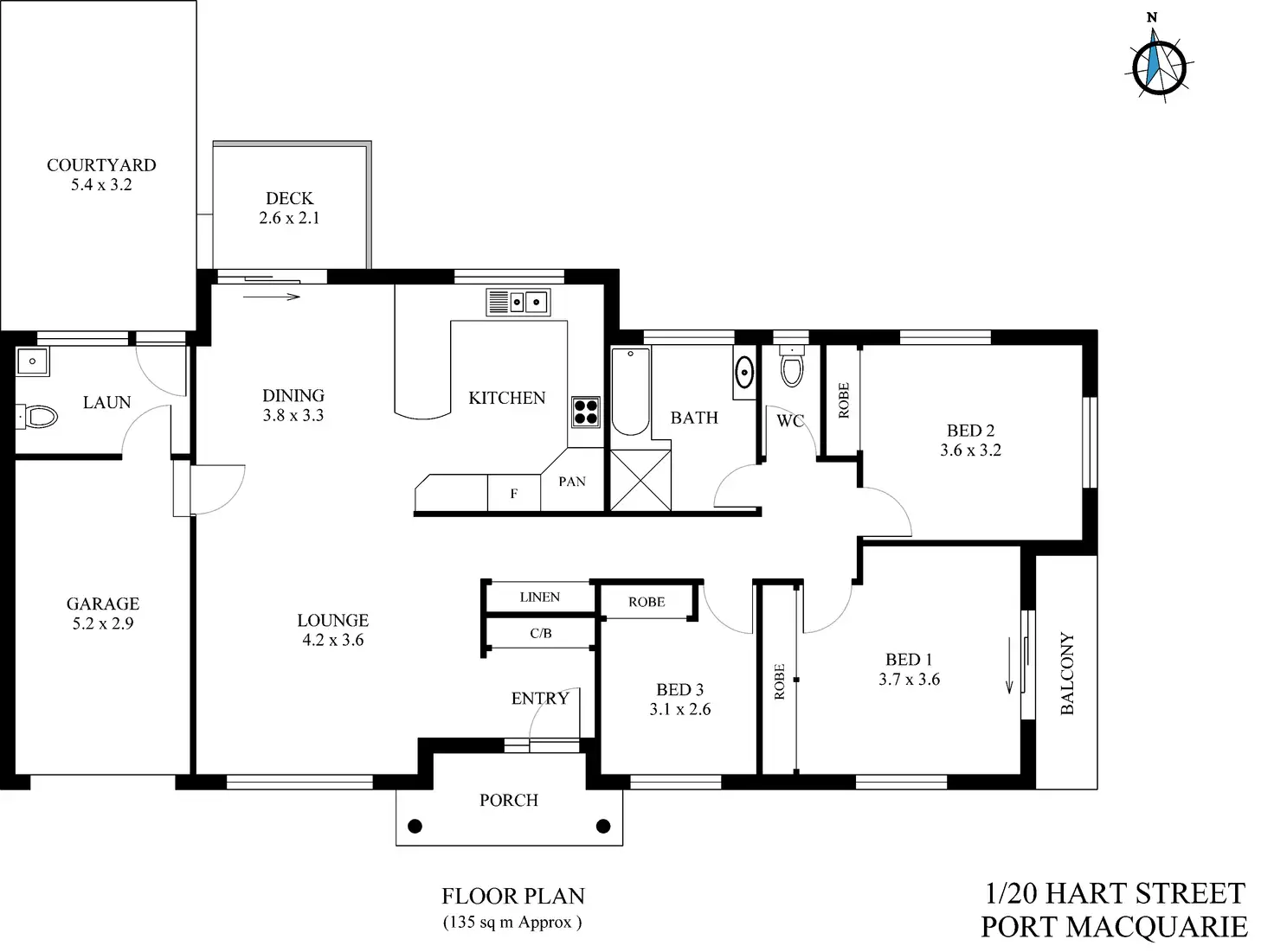 Floorplan of Homely villa listing, 1/20 Hart Street, Port Macquarie NSW 2444