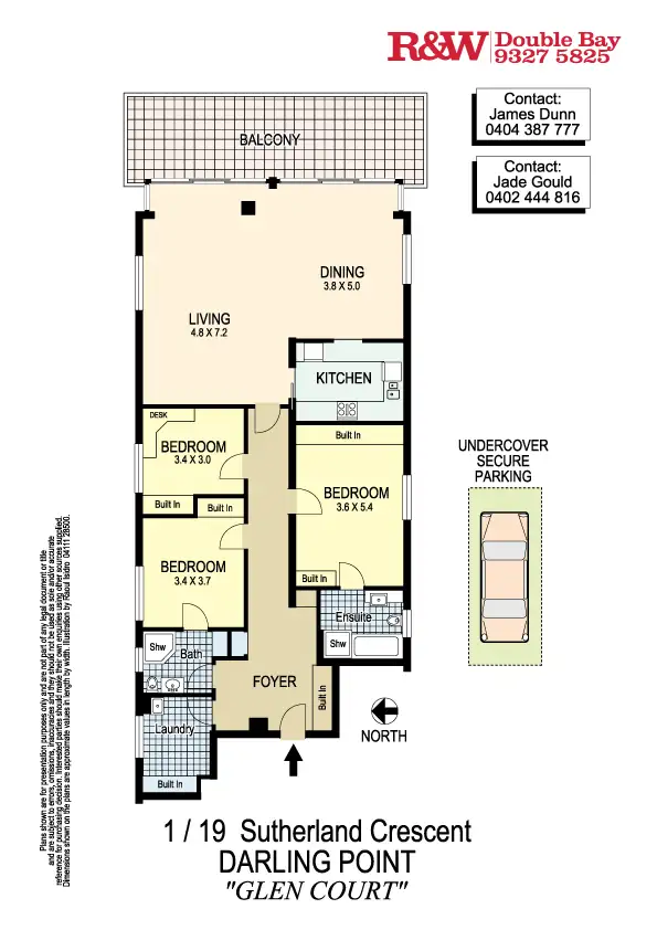 Floorplan of Homely apartment listing, 1/19 Sutherland Crescent, Darling Point NSW 2027