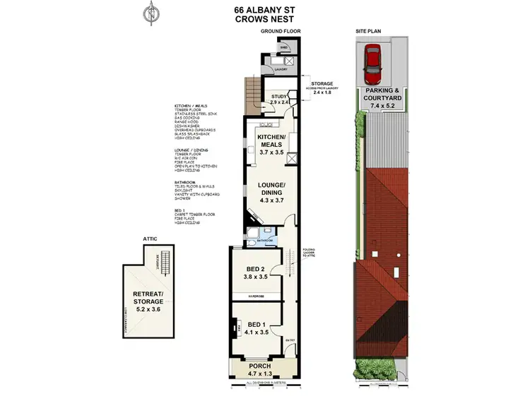 Floorplan of Homely semi-detached listing, 66 Albany Street, Crows Nest NSW 2065
