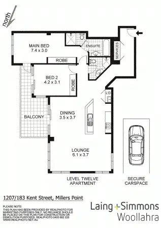 Floorplan of Homely apartment listing, 1207/183 Kent Street, Millers Point NSW 2000