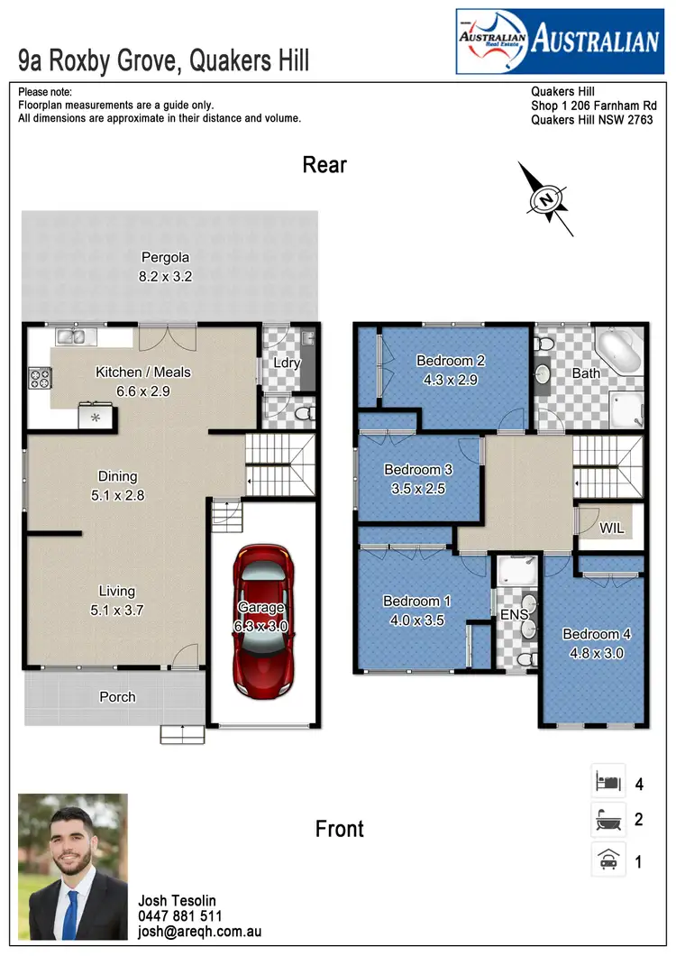 Floorplan of Homely semi-detached listing, 9a Roxby Grove, Quakers Hill NSW 2763