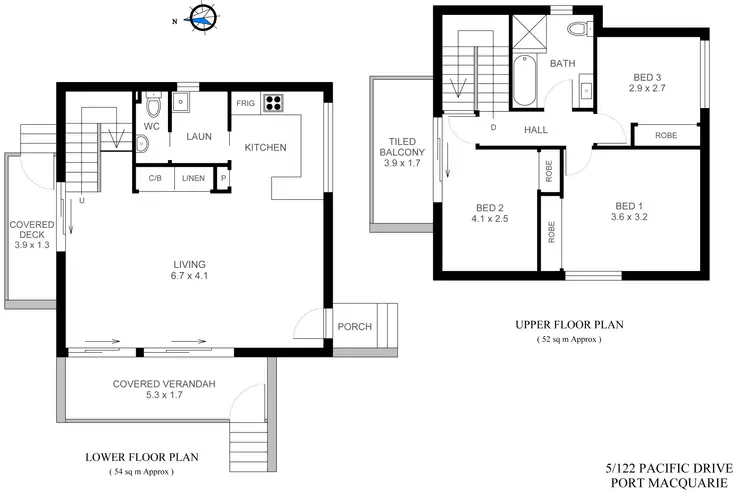 Floorplan of Homely townhouse listing, 5/122 Pacific Drive, Port Macquarie NSW 2444