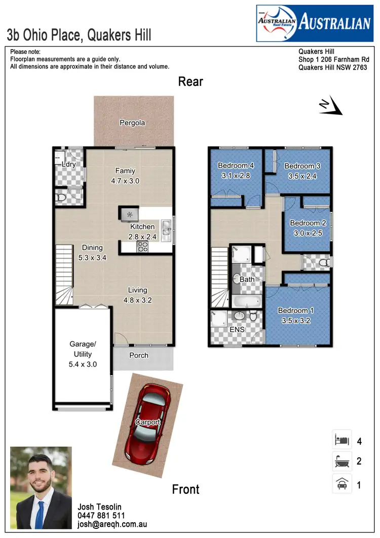 Floorplan of Homely semi-detached listing, 3b Ohio Place, Quakers Hill NSW 2763