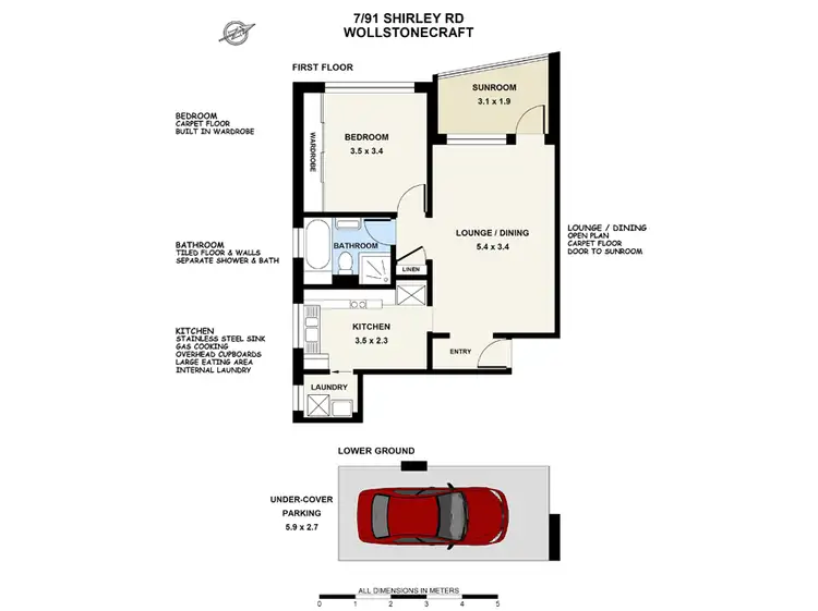 Floorplan of Homely unit listing, 7/91 Shirley Road, Wollstonecraft NSW 2065