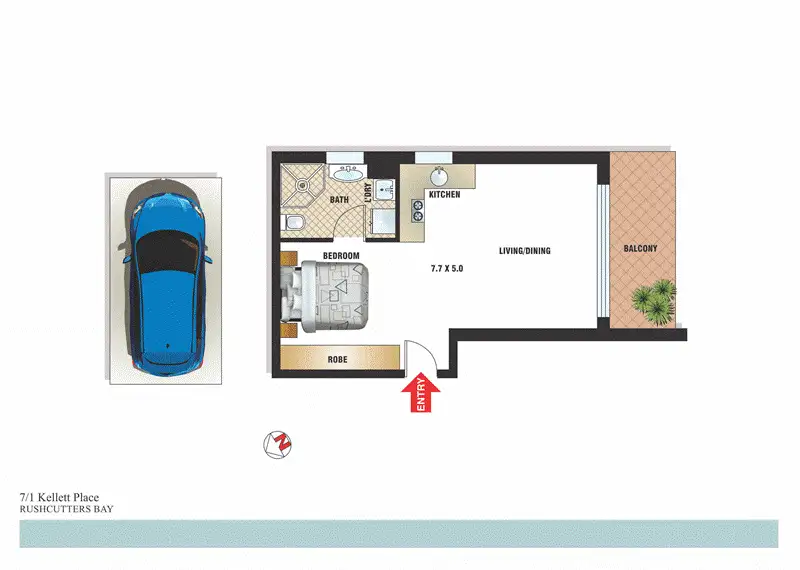 Floorplan of Homely studio listing, 7/1 Kellett Place, Potts Point NSW 2011