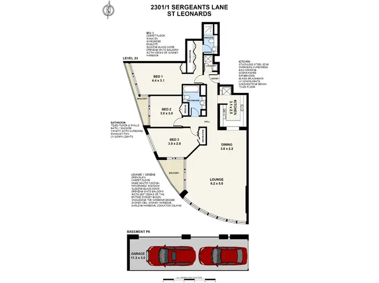 Floorplan of Homely unit listing, 2301/1 Sergeants Lane, St Leonards NSW 2065
