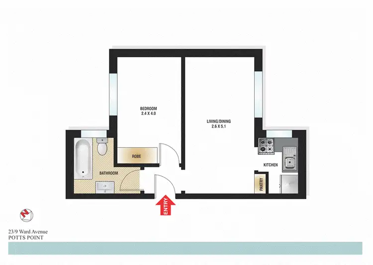 Floorplan of Homely apartment listing, 23/9 Ward Avenue, Potts Point NSW 2011