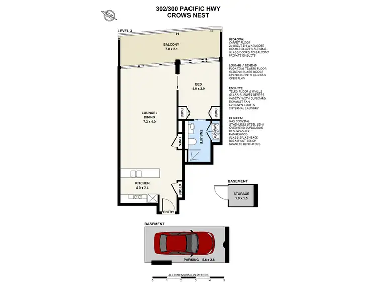 Floorplan of Homely unit listing, 302/300 Pacific Highway, Wollstonecraft NSW 2065