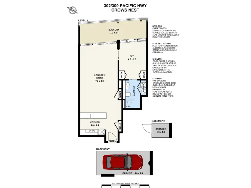 Floorplan of Homely unit listing, 302/300 Pacific Highway, Wollstonecraft NSW 2065