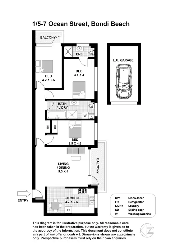 Floorplan of Homely apartment listing, 1/5-7 Ocean Street, Bondi NSW 2026