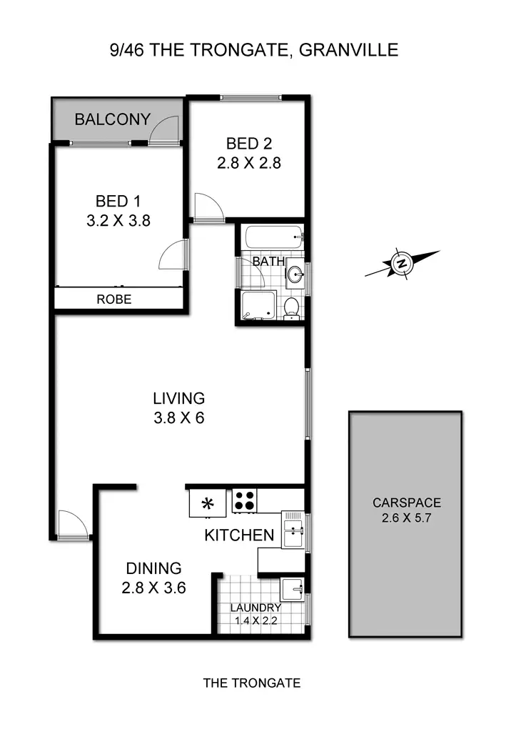 Floorplan of Homely unit listing, 9/46 The Trongate, Granville NSW 2142