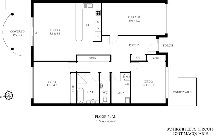 Floorplan of Homely villa listing, 8/2 Highfields Circuit, Port Macquarie NSW 2444