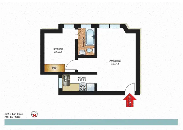 Floorplan of Homely apartment listing, 32/5-7 Earl Place, Potts Point NSW 2011
