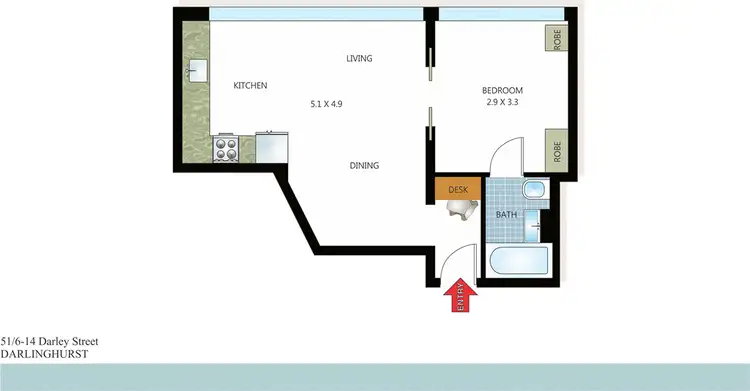 Floorplan of Homely apartment listing, 51/6-14 Darley Street, Darlinghurst NSW 2010