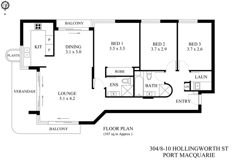 Floorplan of Homely unit listing, 304/8-10 Hollingworth Street, Port Macquarie NSW 2444