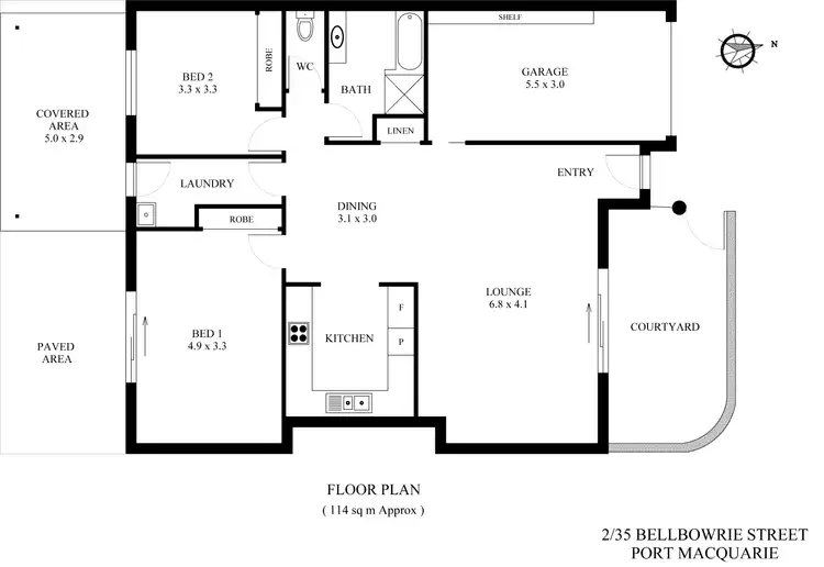 Floorplan of Homely villa listing, 2/35 Bellbowrie Street, Port Macquarie NSW 2444