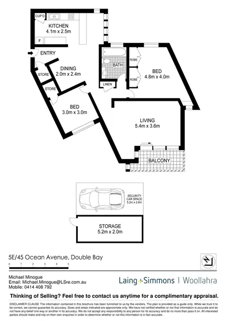 Floorplan of Homely apartment listing, 5E/45 Ocean Ave, Double Bay NSW 2028