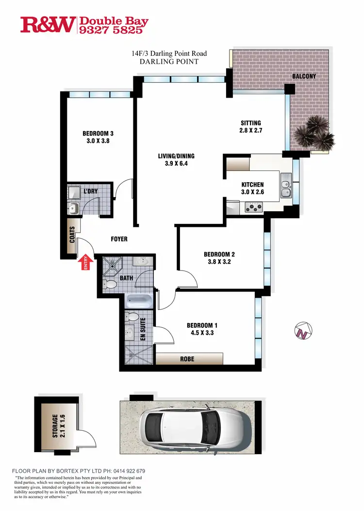 Floorplan of Homely apartment listing, 14F/3-17 Darling Point Road, Darling Point NSW 2027