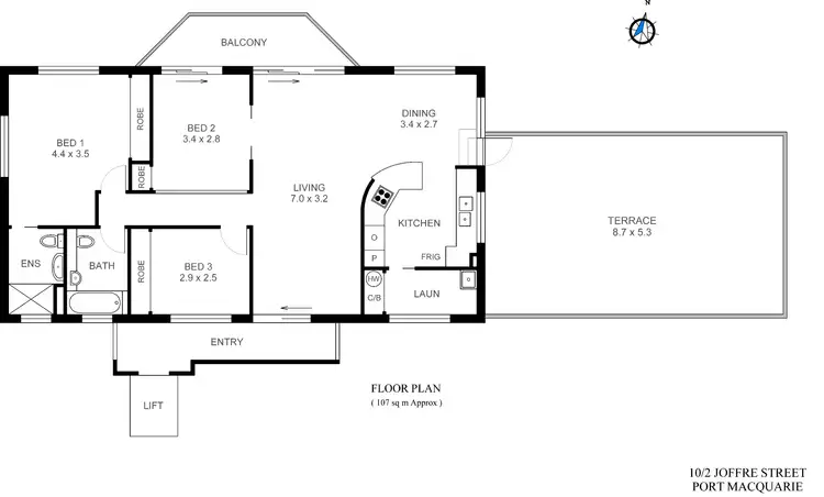 Floorplan of Homely unit listing, 10/2 Joffre Street, Port Macquarie NSW 2444