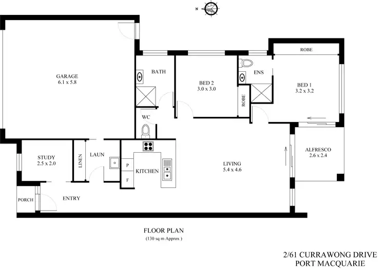 Floorplan of Homely unit listing, 2/61 Currawong Drive, Port Macquarie NSW 2444