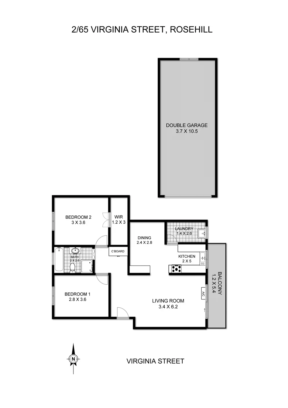 Floorplan of Homely unit listing, 2/65 Virginia Street, Rosehill NSW 2142