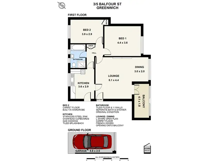 Floorplan of Homely unit listing, 3/5 Balfour Street, Greenwich NSW 2065