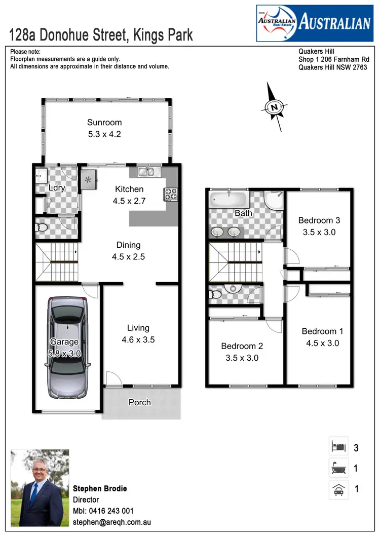 Floorplan of Homely semi-detached listing, 128a Donohue Street, Kings Park NSW 2148