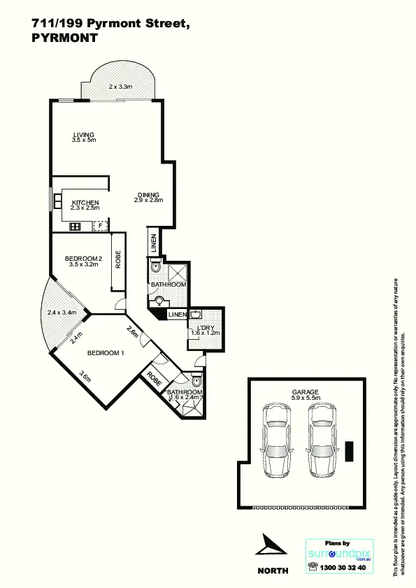 Floorplan of Homely apartment listing, 711/199 Pyrmont Street, Pyrmont NSW 2009