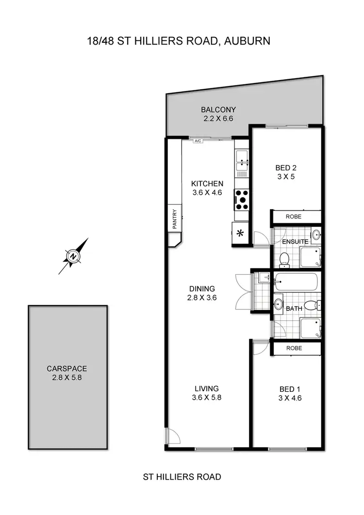 Floorplan of Homely unit listing, 18/48-52 St Hilliers Road, Auburn NSW 2144