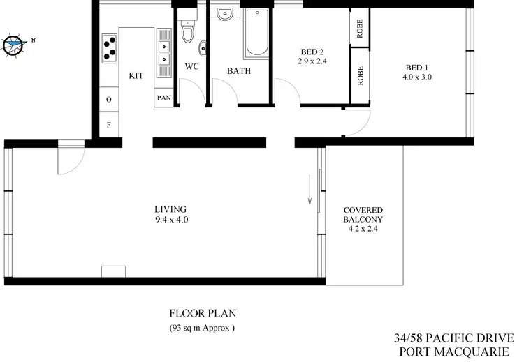 Floorplan of Homely unit listing, 34/58 Pacific Drive, Port Macquarie NSW 2444