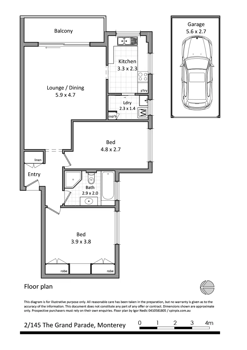 Floorplan of Homely unit listing, 2/145 The Grand Parade, Monterey NSW 2217