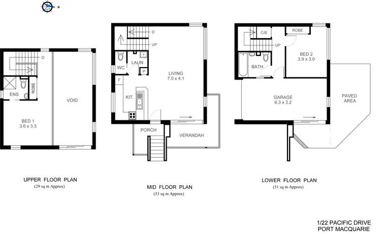 Floorplan of Homely townhouse listing, 1/22 Pacific Drive, Port Macquarie NSW 2444