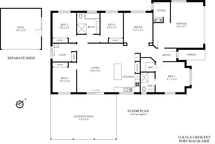 Floorplan of Homely house listing, 12 Kyla Crescent, Port Macquarie NSW 2444